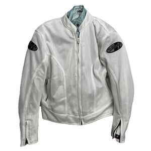 Joe Rocket Womens Large White Mesh Padded Full Zip Moto Bike Jacket Rocket Girl